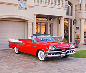 AUT 21 RK2221 01
1957 Dodge Custom Royal Lancer Convertible Red And White 3/4 Front View By House