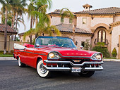 AUT 21 RK2224 01
1957 Dodge Custom Royal Lancer Convertible Red And White 3/4 Front View By House