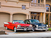 AUT 21 RK2227 01
1957 Dodge Custom Royal Lancer Convertible And 1954 Chrysler Newport New Yorker Black 3/4 Front View By House