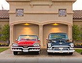AUT 21 RK2228 01
1957 Dodge Custom Royal Lancer Convertible And 1954 Chrysler Newport New Yorker Black Head On View By House