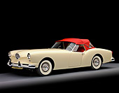 AUT 21 RK2250 01
1954 Kaiser Darrin Convertible White And Red 3/4 Front View Studio
