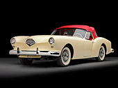 AUT 21 RK2251 01
1954 Kaiser Darrin Convertible White And Red 3/4 Front View Studio
