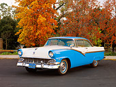 AUT 21 RK2256 01
1956 Ford Fairlane Victoria Turquoise And White 3/4 Front View On Pavement