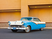 AUT 21 RK2257 01
1956 Ford Fairlane Victoria Turquoise And White 3/4 Front View On Pavement