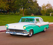 AUT 21 RK2258 01
1956 Ford Fairlane Coupe Mint And White 3/4 Front View On Pavement