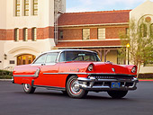 AUT 21 RK2286 01
1955 Mercury Montclair Red And White 3/4 Front View On Pavement By Building