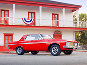 AUT 22 BK0038 01
1963 Plymouth Fury Red 3/4 Front View On Pavement By Building