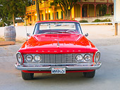 AUT 22 BK0040 01
1963 Plymouth Fury Red Front View On Pavement By Building