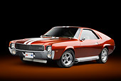 AUT 22 BK0103 01
1969 AMC AMX Candy Tangerine With White Stripes 3/4 Front View In Studio