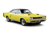 AUT 22 BK0122 01
1969 Dodge Coronet R/T Yellow 3/4 Front View On White Seamless