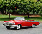 AUT 22 RK0245 05
1962 Chevrolet Impala Super Sport Convertible1 Red 3/4 Side View On Pavement By Trees