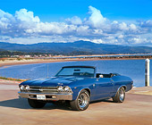 AUT 22 RK1483 05
1969 Chevrolet Chevelle 396 SS Convertible Blue 3/4 Front View On Pavement