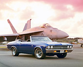 AUT 22 RK1484 06
1969 Chevy Chevelle 396 SS Blue Convertible Low 3/4 Front View By Airplane