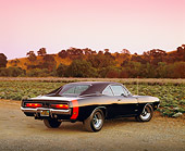 AUT 22 RK1546 07
1969 Dodge Charger RT Black Rear 3/4 View On Dirt