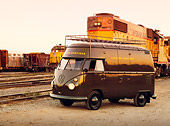 AUT 22 RK1618 03
1966 VW Highroof Sales Van Army Green 3/4 Front View By Train