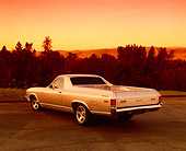 AUT 22 RK1673 01
1969 Chevy El Camino Silver Rear 3/4 View On Pavement Trees Background Filtered