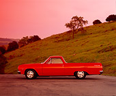 AUT 22 RK1681 03
1965 Chevy El Camino Red Side View On Pavement By Grass Hill Filtered
