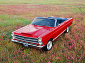 AUT 22 RK1700 03
1966 Ford Fairlane GTA Convertible Red Overhead Front 3/4 View In Flower Field