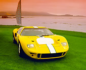 AUT 22 RK1774 02
1968 Ford GT40 Yellow And White 3/4 Front View On Grass By Water Filtered
