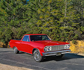 AUT 22 RK1871 02
1964 Chevelle El Camino Red Front 3/4 View On Pavement By Trees