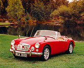 AUT 22 RK2064 02
1961 MGA 1600 Roadster Red Front 3/4 View On Grass By Water