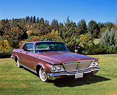 AUT 22 RK2065 01
1964 Chrysler New Yorker Salon Pink 3/4 Front View On Grass By Trees