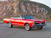 AUT 22 RK2826 01
1967 Pontiac OHC Sprint Convertible Red 3/4 Front View On Pavement By Sand Dune