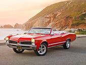 AUT 22 RK2827 01
1967 Pontiac OHC Sprint Convertible Red 3/4 Front View On Pavement By Sand Dune
