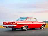 AUT 22 RK2851 01
1961 Chevrolet Impala SS Red 3/4 Rear View On Pavement