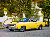 AUT 22 RK2873 01
1969 Dodge Coronet R/T Yellow 3/4 Front View On Pavement By Wall