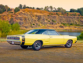 AUT 22 RK2878 01
1969 Dodge Coronet R/T Yellow 3/4 Rear View By Lake And Hills