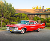 AUT 22 RK2913 01
1960 Plymouth Savoy Red 3/4 Front View On Pavement By House