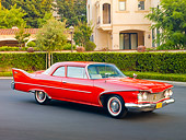 AUT 22 RK2919 01
1960 Plymouth Savoy Red 3/4 Front View On Pavement By House