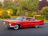 AUT 22 RK2920 01
1960 Plymouth Savoy Red 3/4 Front View On Pavement By Trees