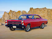 AUT 22 RK2962 01
1966 Mercury Cyclone Rio Red 3/4 Front View On Sand By Boulders