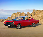 AUT 22 RK2963 01
1966 Mercury Cyclone Rio Red 3/4 Front View On Sand By Ocean