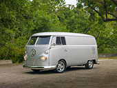 AUT 22 RK3007 01
1967 Volkswagen Panel Van Silver 3/4 Front View On Dirt Road By Trees