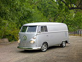 AUT 22 RK3008 01
1967 Volkswagen Panel Van Silver 3/4 Front View On Dirt Road By Trees