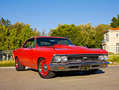 AUT 22 RK3074 01
1966 Chevrolet Chevelle Red 3/4 Front View On Pavement By House