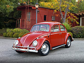 AUT 22 RK3118 01
1964 Volkswagen Beetle Red 3/4 Front View On Pavement By Red Train