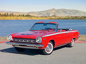 AUT 22 RK3121 01
1964 Dodge Dart GT Convertible Red 3/4 Front View On Pavement By Water