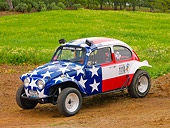 AUT 22 RK3201 01
1967 Volkswagen Baja American Flag 3/4 Front View On Dirt By Field