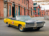 AUT 22 RK3208 01
1967 Pontiac Hurst Grand Prix Convertible Black, Gold And Blue 3/4 Front View On Pavement By Water Tower