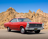 AUT 22 RK3259 01
1966 Ford Fairlane Red 3/4 Front View On Pavement By Hills