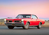 AUT 22 RK3266 01
1966 Pontiac GTO Red 3/4 Front View On Road At Dusk