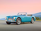 AUT 22 RK3339 01
1966 Austin-Healey 3000 Blue 3/4 Front View On Pavement Dusk
