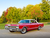 AUT 22 RK3341 01
1965 Buick Wildcat Convertible Red 3/4 Front View On Pavement By Autumn Trees