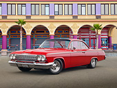 AUT 22 RK3378 01
1962 Chevrolet Bel Air Red 3/4 Front View On Pavement By Boardwalk