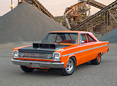 AUT 22 RK3420 01
1966 Plymouth Belvedere II Orange 3/4 Front View On Pavement By Gravel Piles