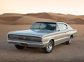 AUT 22 RK3425 01
1966 Dodge Charger Silver Gray 3/4 Front View On Gravel By Sand Dunes